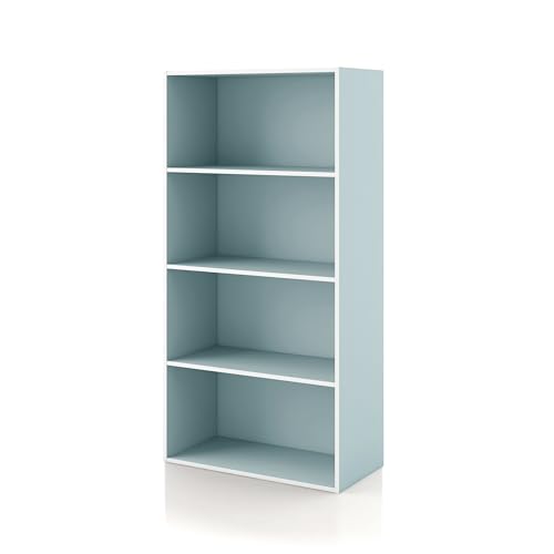 Homes: Inside + Out Apexa 4-Tier Cube Storage Organizer Shelves, Stackable Wood Bookcase Fits Cubby Bins for Organization, Dorm Teen Room Decor & Home Office, Light Blue - color: Light Blue, size: 4-Tier