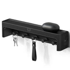 Spigen Key Holder Wall Mount with Adhesive Hooks and Organizer Tray for Wallet, Watch, Sunglasses – Entryway Shelf Rack for Door, Home, or Living Room – Black - style: Key Holder