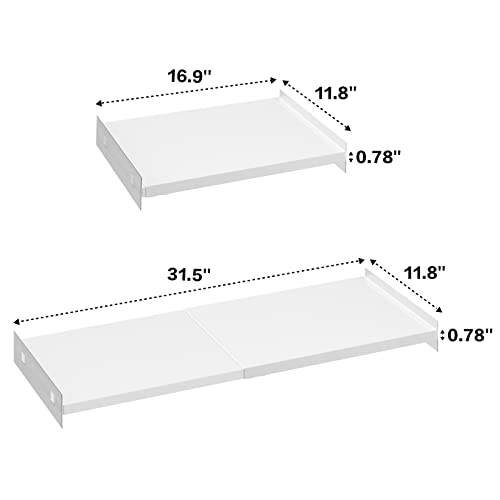 Closet Tension Shelf Expandable Cabinet Organizer Storage Shelf Heavy Duty Metal DIY Shelf Divider Separator for Cabinet Wardrobe Cupboard Kitchen Bedroom - size: 11.8"D x 16.9"-31.5" W-1PCS