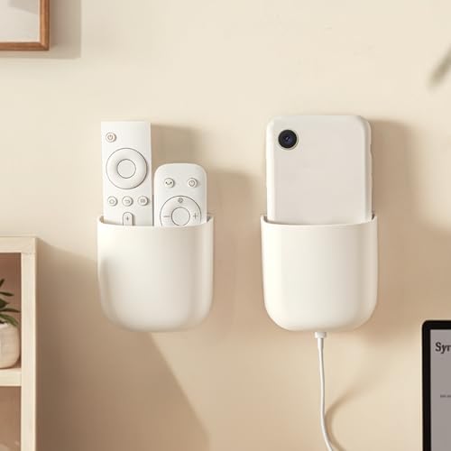 Wall Mount Remote Control Holder, Adhesive Phone Charging Holder, Universal TV Remote Organizer, Controller Storage Organizer Box for Phone, Bedroom, Living Room, Bedside, Office (S*2) - color: S*2