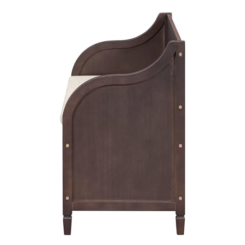 Knocbel Rustic Entry Storage Bench with Hidden Compartments and Removable Cushion, Wooden Entryway Hallway Foyer Shoe Bench Bedroom End of Bed Bench, 250lbs Weight Capacity (Espresso) - color: Espresso