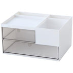 Desk Drawer Organizer, Desk Storage Box with 2 Drawers and 4 Compartments, Multifunctional Desk Accessories & Countertop Organizers for Office School Home (White） - size: 9*6.5*5inch - 6 Compartment