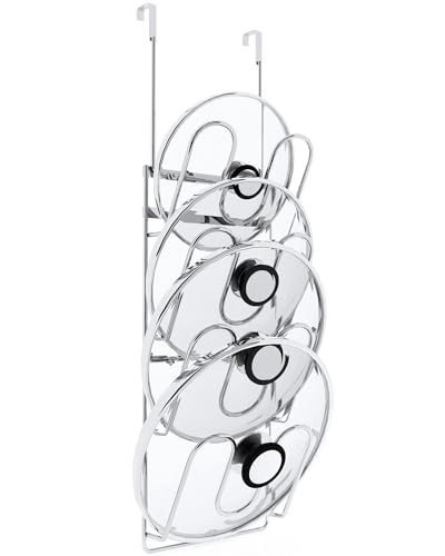Pot Lid Organizer,304stainless steel door hanging pot lid rack (Modern,Four-layer) - style: 4-slot pot lid rack
