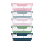 Ello Duraglass Refresh 3.4 Cup Divided Meal Prep Set 10Pc, 5 Pack, 2 Compartment Glass Food Storage Container with Silicone Boot and Airtight BPA-Free Plastic Lids, Dishwasher & Microwave Safe, Glade - color: Divided Meal Prep- Heather Glade, size: 3.4 Cu