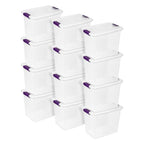 Sterilite 12-Pack 27 Quart ClearView Latch Box, Stackable Organizer Bins with Latching Lids - Clear Plastic Organization Containers for Closet, Bedroom, Shelving Units and Everyday Home Storage - size: 12 Pack, style: 27 Quart