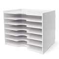 SONGWAY File Organizer for Desk - 7 Tier Wide Document Holder, Letter Mail Tray Storage Rack, A4 Paper Storage Holder, Desktop Organizer for Home Office School, White - size: 7 Tier Wide