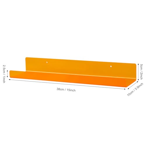 Dezzer 4 Pack Acrylic Shelves for Wall, 15" Acrylic Floating Shelves for Bathroom Bedroom, Invisible Bookshelf Wall Ledge Storage Shelf Books Perfume Toys Action Figure Display Shelves, Clear Orange - style: 15 inch 4-pack Orange