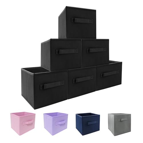 EBIGIC Small Storage Bins[6 Pack] 9.0"x7.5"x7.5" Small Size Fabirc Foldable Closet Toy Organizer Collapsible Cloth Black - color: Black 6Pack, size: 9”x 7.5”x 7.5”