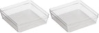 Oggi Clear Drawer Organizer - 6" X 6"- Ideal for Organizing Kitchen Drawers, Office, Desk, Silverware, Kitchen Utensils, Cosmetics and Bathrooms (Pack of 2) - size: 6" by 6" (Pack of 2)