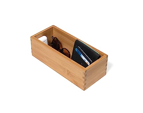 Lipper International Bamboo Wood Utensil Holder Storage Box for Cooking Tools, Makeup, or Office Supplies, 4" x 9 1/4" x 3" | (Pack of 6) - size: 4" x 9 1/4" x 3" (Pack of 6)