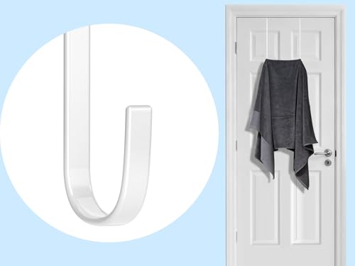 Mars-Rock Over the Door Metal Hooks with Plastic Coating 12" Fit 0.5" to 1 3/8" Door 4 Pcs Heavy Duty Single Towel Robe Rack Wreath Bathroom Shower Hanger Shoe Organizer Ironing Board Long White - color: L: WT 12" fit 0.5" to 1 3/8" door 4pcs