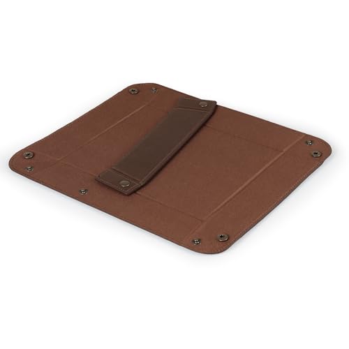 Londo Leather Tray Organizer - Practical Lightweight Water Resistant Computer Table Desk Storage Box for Wallets, Watches, Keys, Coins, Cell Phones and Office Equipment - color: Dark Brown