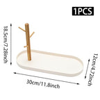 White Multi-Functional Key Tray, Wood Key Bowl Jewelry Tray, 3-Tier Hanging Organizer for Entryway/Rings Phone Bracelets Watches - color: White plastic