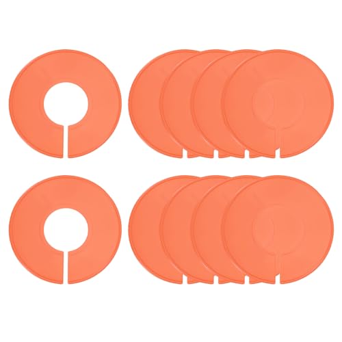 uxcell 10 Pcs Clothes Dividers,Round Closet Rack Dividers Clothing Rack Size Dividers Blank Labels Writable & Reusable for Hanging Clothes Sorting Size, Orange - color: Orange