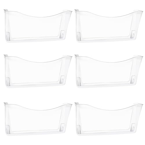 EASEPRES 6 Pack Clear Single Pocket Hanging File Organizer, Plastic Wall Mount Paper Mails Magazines Holder, Mounted Folder Bins for Office School and Home, 13.85x3.14x6.88 inches - color: Clear, size: 6 Pack