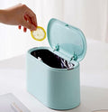 LTWQLing Mini Trash Can with Lid - Removable Small Garbage Can, Tiny Plastic Trash Bin, Pop Up Countertop Wastebasket, Counter Garbage Lint Bin for Bathroom,Office,Kitchen,Desk,Coffee Table(Sky Blue) - color: Sky Blue