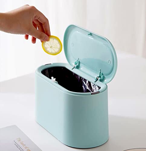 LTWQLing Mini Trash Can with Lid - Removable Small Garbage Can, Tiny Plastic Trash Bin, Pop Up Countertop Wastebasket, Counter Garbage Lint Bin for Bathroom,Office,Kitchen,Desk,Coffee Table(Sky Blue) - color: Sky Blue