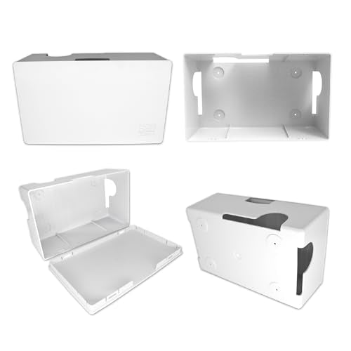 Cable Management Box with Included Mounting Hardware – ABS Cord Organizer (12,7 x 7,8 x 4,5 in) | Heat-Tolerant Power Strip & Cable Storage | Wall-Mountable or Floor Use - color: White