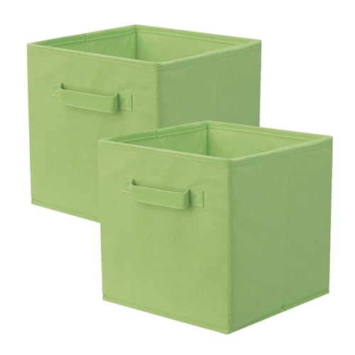 PowerKing Collapsible Storage Cubes with Handles, Fabric Foldable Bins for Closet Shelves, Durable Organization Storage Bins, 10.5'' x 11'' x 10.5'', 2 Pack, Green - color: Green, size: 2Pack