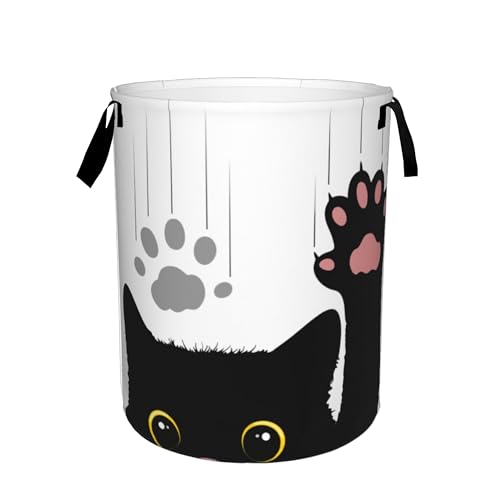Laundry Basket, Dirty Clothes Basket, Foldable Waterproof Oxford Cloth Storage Basket for Bedroom, Bathroom, Clothes,Large Storage Basket Home Decoration(Black Cat) - color: Black Cat,Cute Funny Cat
