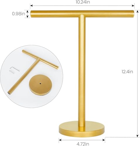T-Shape Bath Hand Towel Holder Stand, Stainless Steel Free Standing Hand Towel Rack, for Bathroom Kitchen & Countertop, Golden, 2 Pack - color: Golden-2 Pack