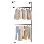 Giantex Industrial Pipe Clothing Rack, 42" Wall Mounted Heavy-Duty Metal Garment Organizer with 2 Hanging Rods, 2-Tier Walk-in Closet System for Wardrobe Closet, Retail Display - size: 42 Inches