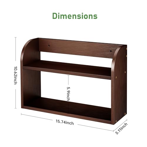 ROMGUAR CRAFT 2 Tier Bamboo Spice Rack, Countertop or Wall Mounting Wood Spice Jars Organizer Shelf for Kitche, Pantry (Brown) - color: Brown, size: 2 Tier