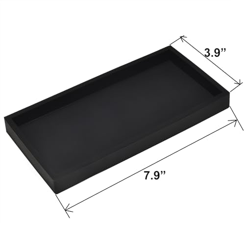 DNC 2PC 7.9" Small Bathroom Vanity Tray for Counter, Silicone Kitchen Sink Soap Tray for Countertop Dish Holder Dispenser Toilet Tank Desk Organizer Black - color: Black(2pc Small 7.9"), size: 7.9" x 3.9" x 0.7"