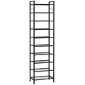 usikey 10 Tiers Narrow Shoe Rack 20-30 Pairs, Sturdy Metal Tall Shoe Rack Shelf with 4 Hooks, Slim Shoe Storage with Metal Shelf, Space Saving Vertical Shoe Organizer for Entryway Black UNYXJX018H - color: 10 Tier ( 17.9 X 11 X 69.2 Inches)-black
