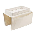 Sofa Armrest Organizer, Couch Side Pockets Chair Armrests Folding Arm Tray Hanging Bed Bag Bedside Storage Holder for Recliner Mattresses Remotes Phone Glasses Magazines with Slots(Creamy white) - color: Creamy white