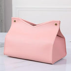 1PCS PU Leather Tissue Box Cover, Rectangle Facial Paper Organizer Dispenser, Modern Tissue Case Holder for Vanity Countertop Nightstands Living Room Office Desk Car (Pink) - color: Pink