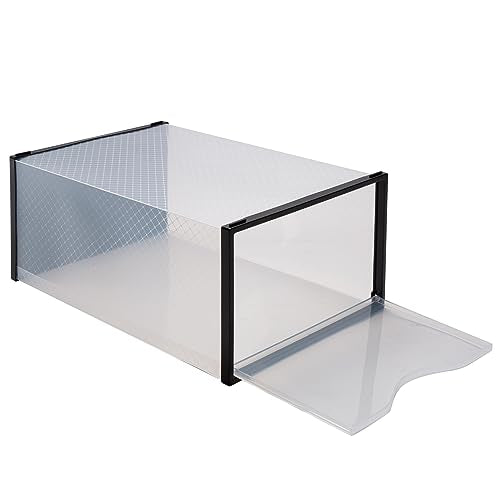 Simplify Set of 12 Stackable Shoe Boxes | Customizable | Fits Size 11 Shoes | Drop Front Design | Closet Storage | Sneakers | Heels | Clear and Black - color: Black