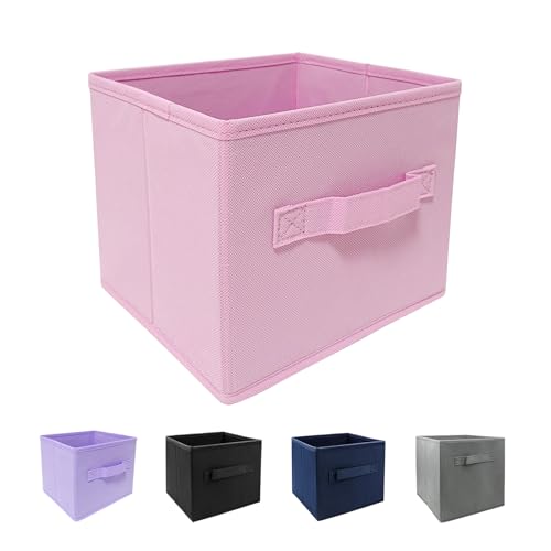 EBIGIC Pink Cube Storage Bins 9.0"x7.5"x7.5" Small Size Fabirc Foldable Closet Toy Organizer Collapsible Cloth - color: Pink 1Pack, size: 9”x 7.5”x 7.5”