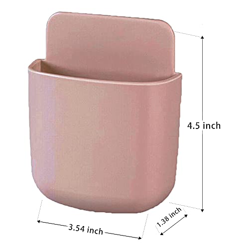 3 Pack Remote Control Holder Wall Mount Holders Hole-Free Phone Charging Organizer Pen Storage Containers For Home Office School Supply Storage (Dark Pink) - color: Dark Pink
