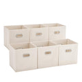 MAX Houser 6 Pack Foldable Fabric Storage Bins with Handles - Ideal for Closet Organization, Bedroom and Nursery（ Beige, 12"x12"x12"） - color: 1 beige