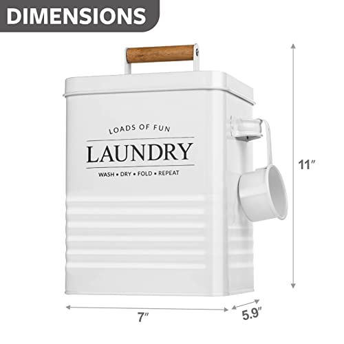 Calindiana Modern Farmhouse Metal Laundry Soap Dispenser with Scoop for Decor and Space Saving Organization, White - color: WHITE