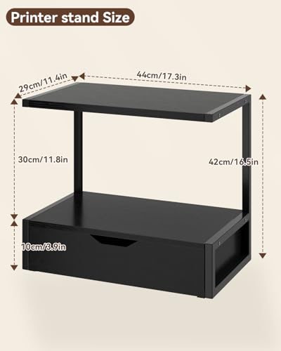 IBUYKE 2 Tier Desktop Printer Stand,Multi-Purpose Desk Organizer,Printer Table with Storage Shelf for Folders,Books,for Fax Machine, Scanner,Home Office,Black TLJ015B - color: Black