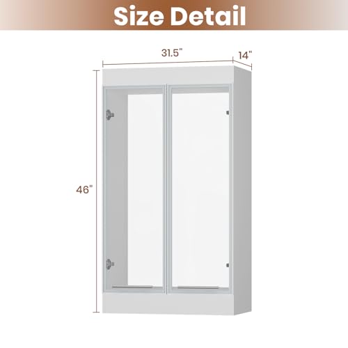 ROOMTEC Modular Closet System Glass Door Pair Set, Shaker-Style Frame Add-On for Double Hanging Units, Tempered Glass Panels, 39.37" H × 31.5" W - size: Framed Glass Door – 31.5"W x 39.37"H