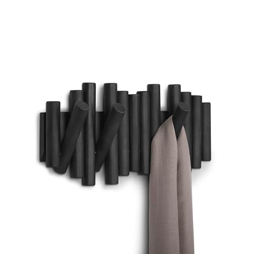 Umbra Picket Rail Hook for Entryways, Black (Pack of 3) - color: Black, size: 5-Hook (Pack of 3)