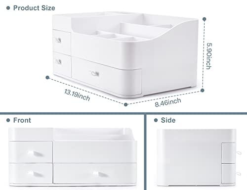 Makeup Organizer Tween Girls Gifts,Large Capacity Bathroom Organizer and Storage with Drawers Trendy Stuff ,Vanity,Bathroom Countertop,Bedroom Storage for Skincare,Cosmetics,Perfume,Brushes,Eyeshadow - color: white