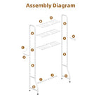 Simple Trending Over The Toilet Storage Rack, Metal 3 Tier Bathroom Organizer Shelf with Paper Holder and 3 Hooks, Freestanding Shelf Space Saver Above Toilet, White - style: 3 Tier White