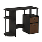 FURINNO Jaya Computer Study Desk with Bin, Brown - color: Espresso