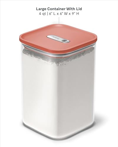 Caraway 4qt Glass Airtight Food Storage Container with Lid – Non-Toxic, BPA-Free Kitchen Storage Container – Stackable, Space-Saving Airtight Container for Dry Goods and More - Perracotta - color: Perracotta, size: 4qt Container