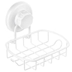 HASKO Suction Cup Soap Dish for Shower Wall, Rustproof Stainless Steel, Shower Soap Holder with Hooks for Bathroom, Includes Optional No Drill Adhesive Mount and Soap Saver, White - color: White