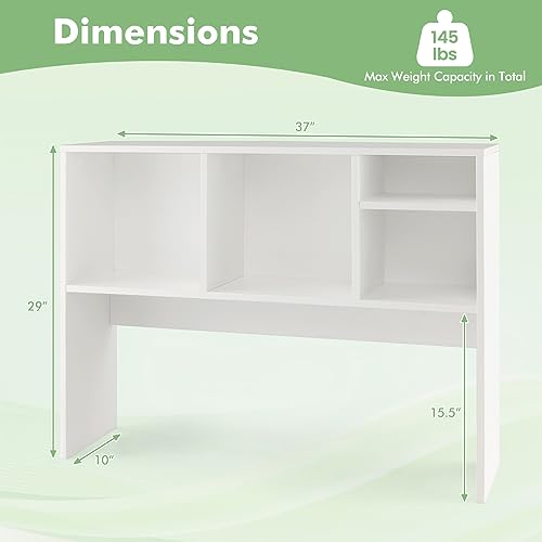 Tangkula Desktop Bookshelf, Countertop Storage Hutch with 4 Shelves for Computer Desk, Desktop 2-Tier Display Rack, Multipurpose Wood Desktop Hutch Storage Organizer for Dorm Office Home (White) - color: White, size: 4 Shelves