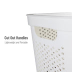 Mind Reader Slim Laundry Hamper with Lid, 60L Clothes Basket, Ventilated Plastic, White - color: White, size: Single