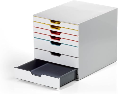 Durable VARICOLOR 7 Drawer Unit - White Desktop Drawer Set with 7 Color Coded Draws - Letter Size Files - Perfect for Storing Documents and Paper Work - size: 7 Drawer