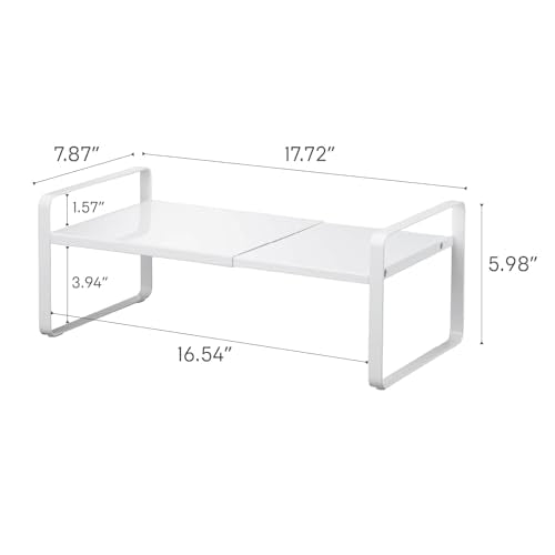 Yamazaki Home Tower Expandable Support Rack - Kitchen Storage Shelf Organizer - Small - Steel - color: White
