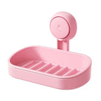 LEVERLOC Soap Dish Holder for Shower Suction Cup Wall Mounted Self Draining NO-Drilling Removable Bar Soap Sponge Holder for Bathroom Bathtub Kitchen Sink Waterproof Strong Vacuum Suction, Pink - style: 1 tier Pink