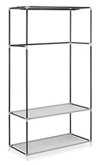 Whitmor, Gray Covered Wardrobe with Accessory Storage - color: Grey